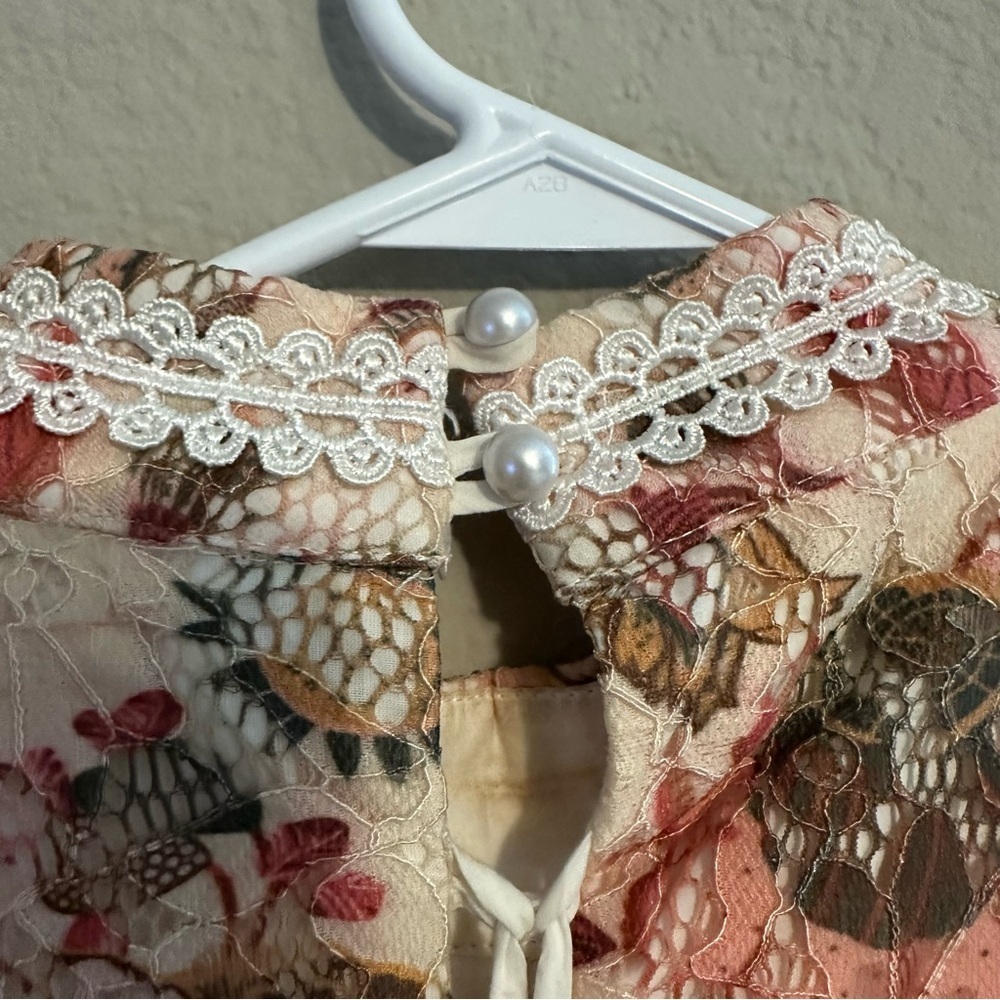 House of Chic Floral Lace-Up Back Dress Size Small - Picture 12 of 14